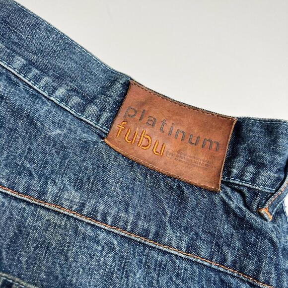 Platinum FUBU Fat Albert Jeans W36 L32 Denim Embroidered Junkyard Hip Hop Y2K - Picture 15 of 15